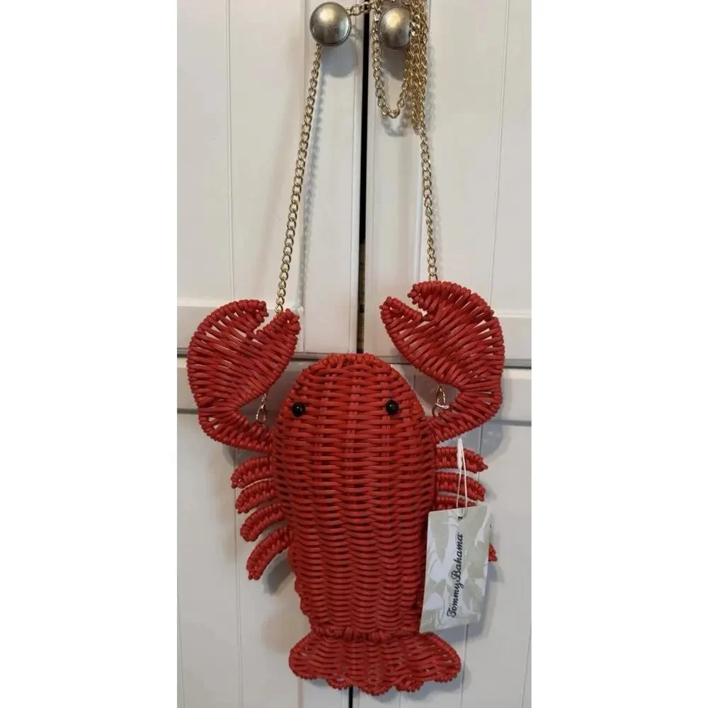 Tommy Bahama Lobster Crossbody Wicker Rattan Viral Purse Matte Red Style AZ0017